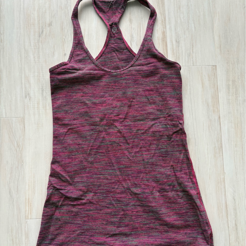 Lululemon Women's Pink and Gray Tank Top